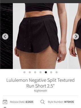 lululemon athletica Negative Split Textured Run Short 2.5" - Nightmoth Sz XXS